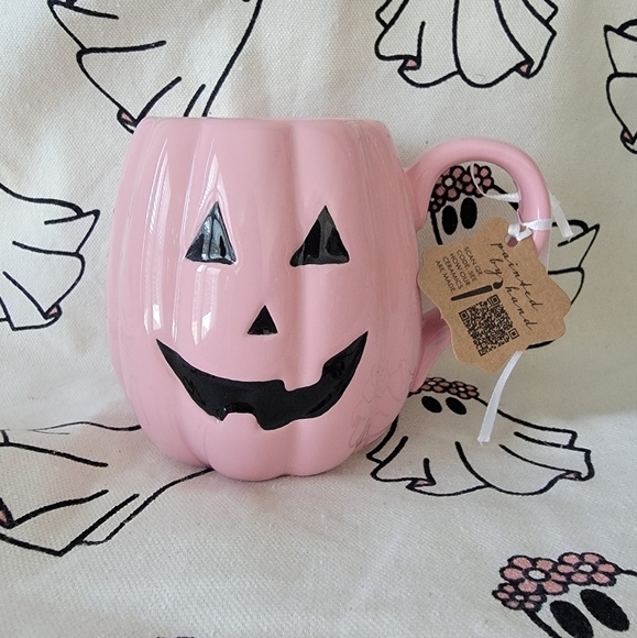 🎃 NWT Lang Pink Pumpkin Halloween Coffee Mug 🎃 - Picture 2 of 4